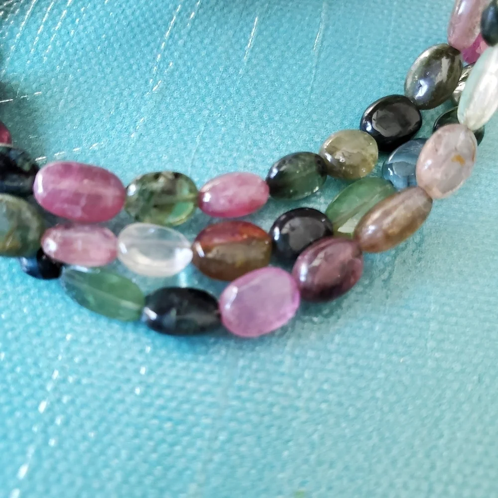Tourmaline Necklace w/ Glass Cabochon & Bracket